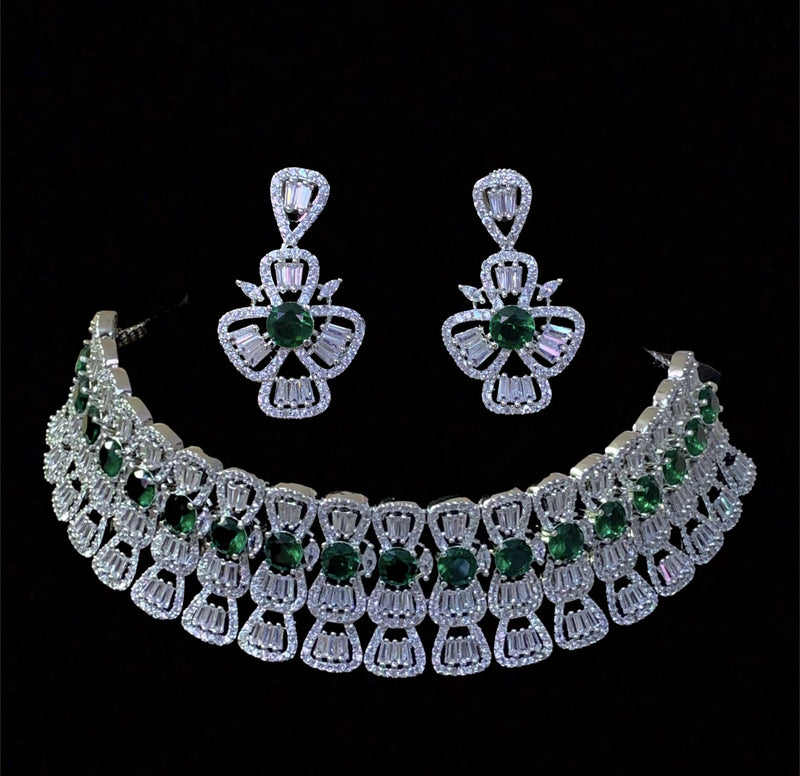 DNS19 Rameesha  Cz necklace set  ( READY TO SHIP )