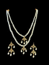 SAT84 Two layered fresh water pearl hyderabadi necklace set / satlada ( READY TO SHIP )