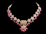 Ruby pearl necklace set in gold plated silver