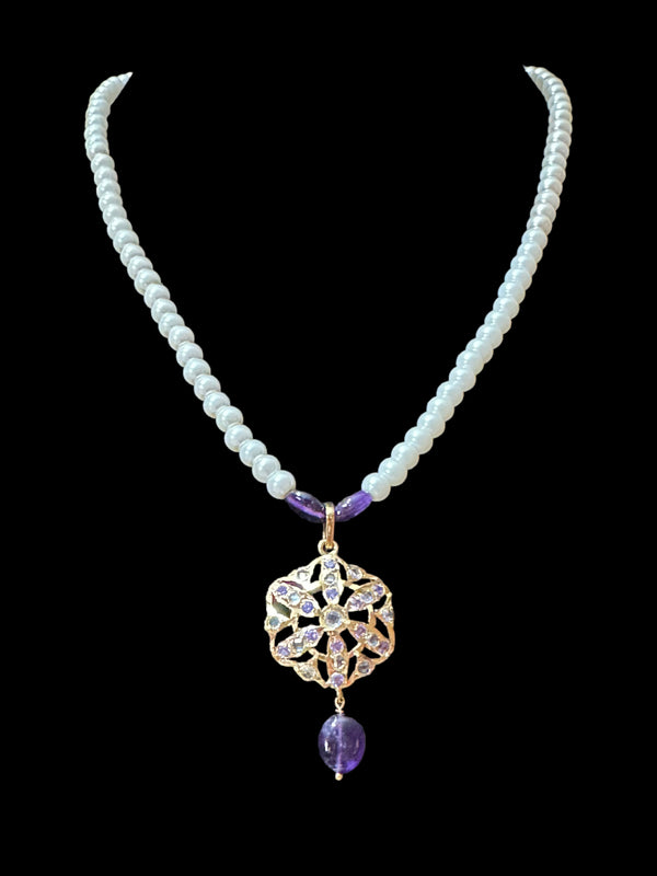 PS335  pendant set with amethyst beads ( READY TO SHIP )