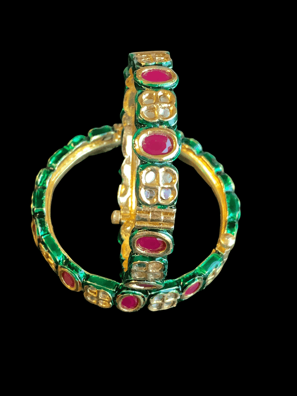 B180 Amelia kundan bangles in ruby  ( READY TO SHIP )