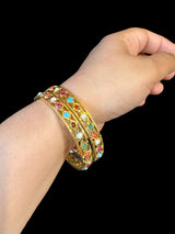 B145  INDU Navratan  bangles -1 pair ( READY TO SHIP )