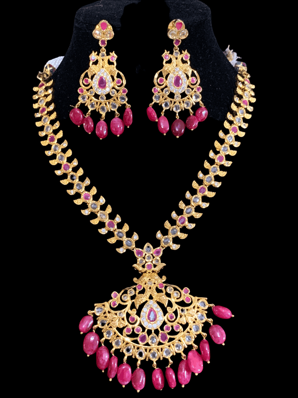 NS152 Palak  Ruby necklace set ( READY TO SHIP )