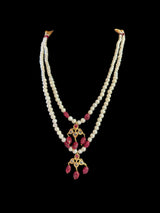 SAT82 Two layered fresh water pearl hyderabadi necklace set / satlada ( READY TO SHIP )