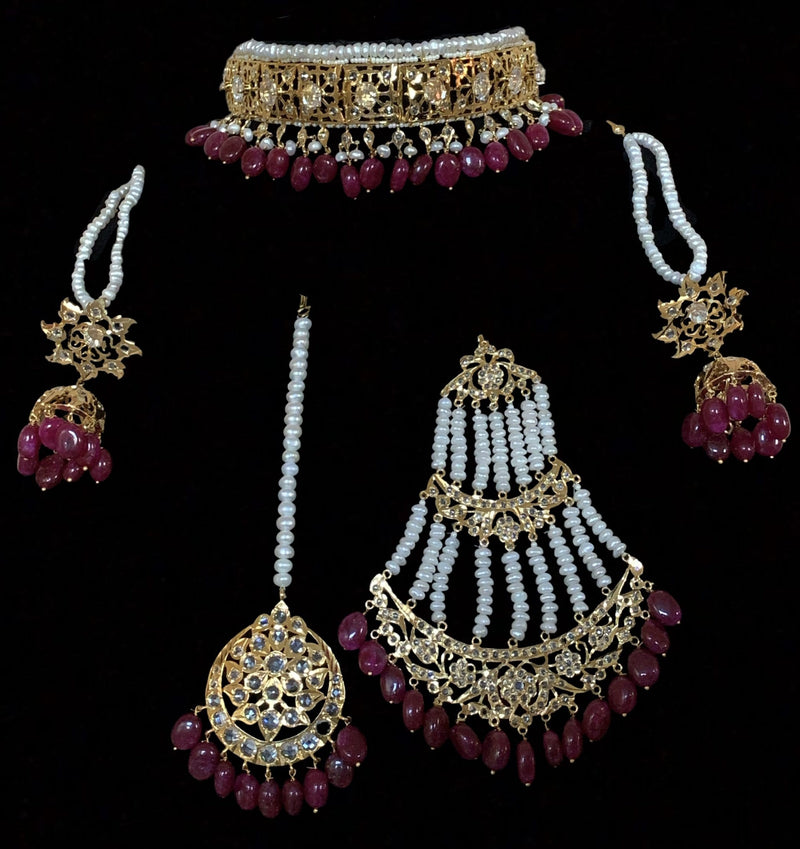 BR111 Insia jadavi lacha set in rubies  ( READY TO SHIP)