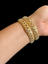 B152 Gold plated jadau bangles - pearls     ( READY TO SHIP)