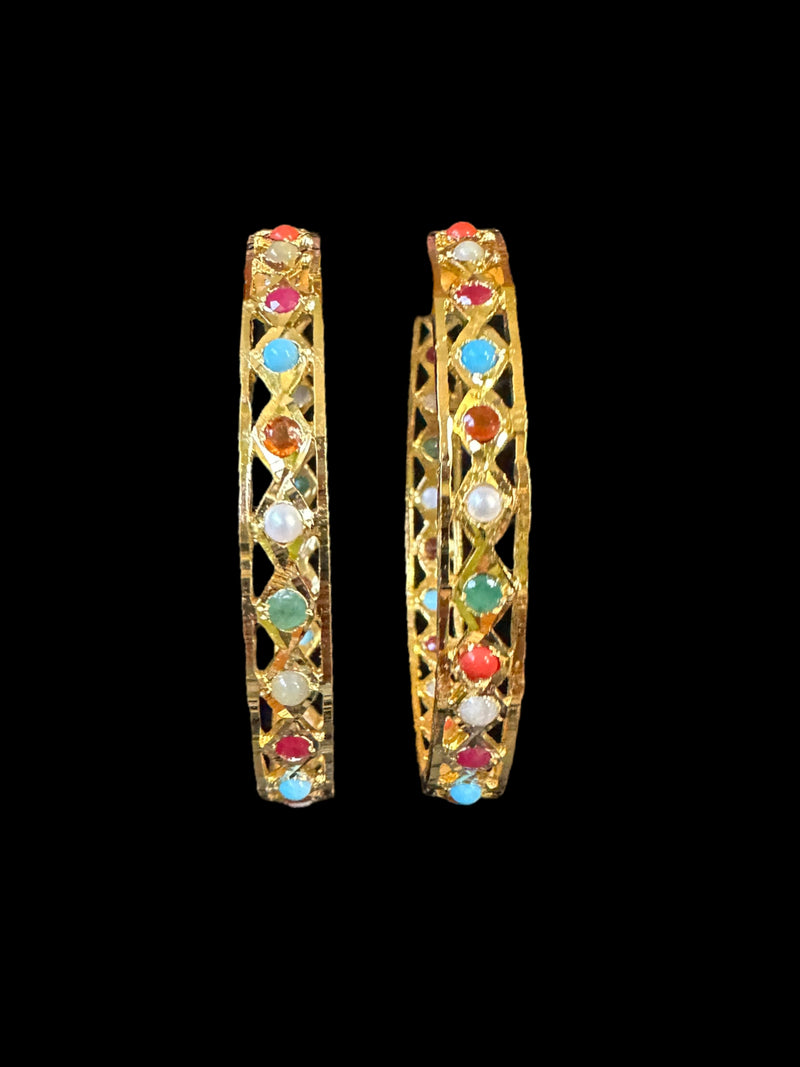 B145  INDU Navratan  bangles -1 pair ( READY TO SHIP )