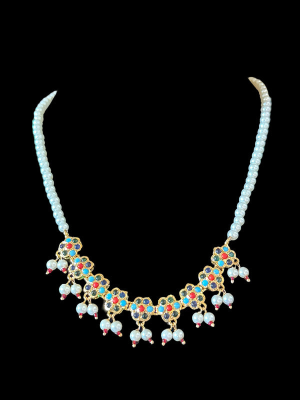 DNS26 Navratan necklace with earrings ( READY TO SHIP )