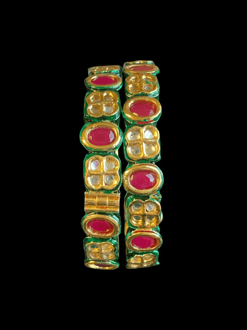 B180 Amelia kundan bangles in ruby  ( READY TO SHIP )