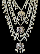 SAT76 Farmana three layer Hyderabadi  necklace with earrings ( READY TO SHIP )