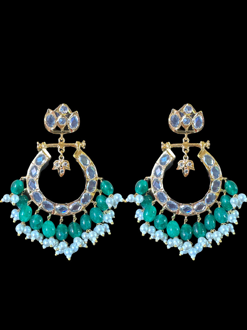 NS519 AMIRA hyderabadi necklace with earrings - emerald  ( READY TO SHIP)