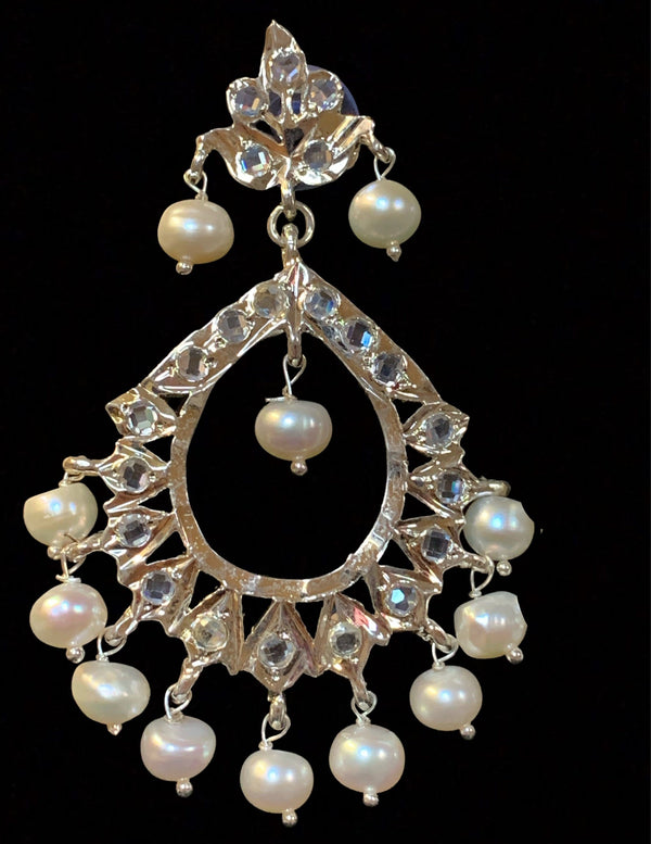DER544 Maria silver plated chandbali in fresh water pearls (SHIPS IN 4 WEEKS  )