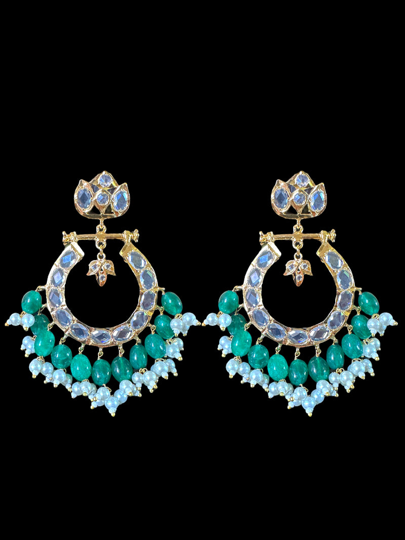 NS519 AMIRA hyderabadi necklace with earrings - emerald  ( READY TO SHIP)