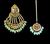 BR319 Insia hyderabadi bridal set in sea green beads ( SHIPS IN  2 WEEKS  )