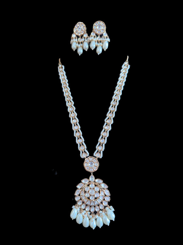 NS514 Savya high quality Polki necklace with earrings ( READY TO SHIP )