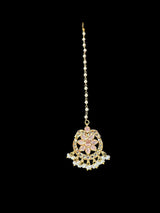 DJTK133 gold plated Tika with fresh water pearls- pink ( READY TO SHIP )