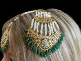 DJHR83 Hyderabadi jhoomar in fresh water pearls and emeralds ( SHIPS IN 4 WEEKS )