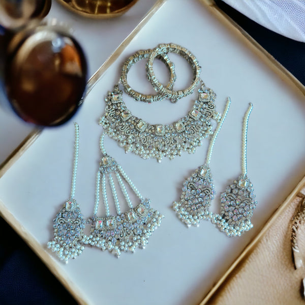 Aima bridal set in silver plating  ( SHIPS IN 4 WEEKS )