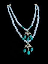 SAT83 Two layered fresh water pearl hyderabadi necklace set / satlada ( READY TO SHIP )