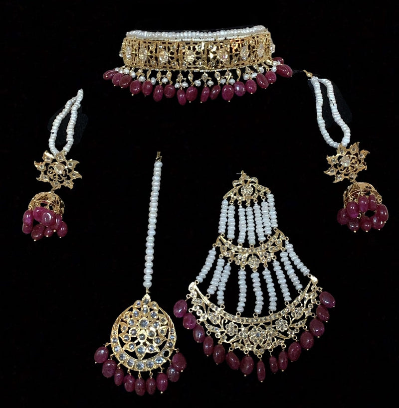 BR111 Insia jadavi lacha set in rubies  ( READY TO SHIP )