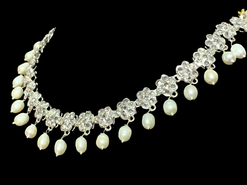 DNS61 Meenaz silver plated fresh water pearl necklace ( READY TO SHIP  ) (Copy)