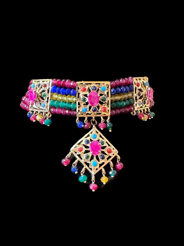 C276 Anushay navratan choker with earrings ( READY TO SHIP)