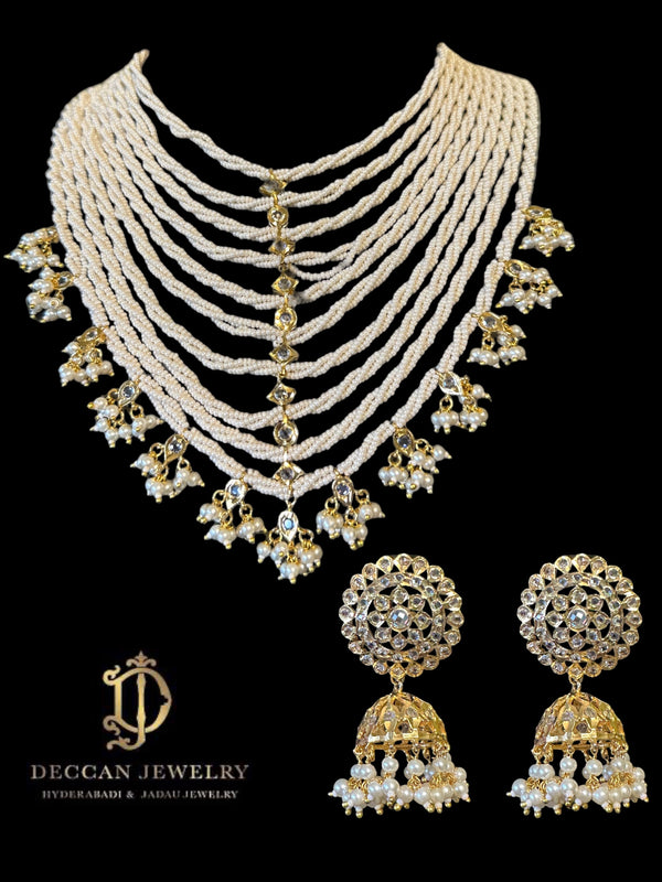 DS10 Mala pearl necklace with jhumka ( SHIPS IN 4 WEEKS  )