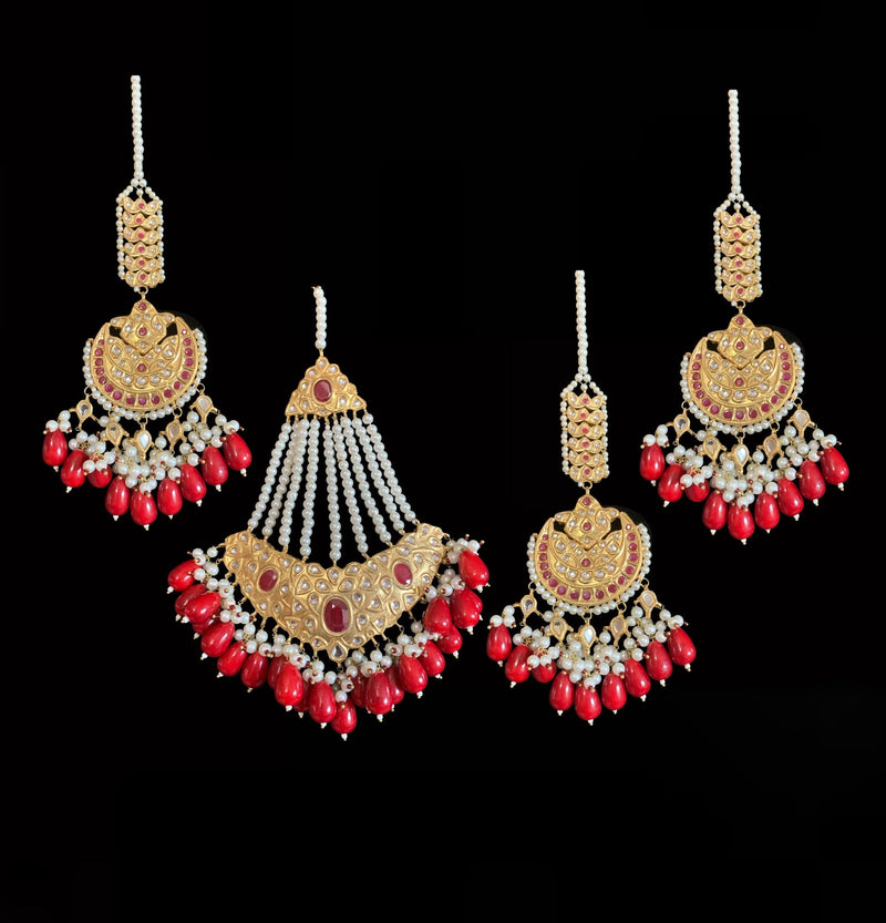 BR25 Radha bridal set ( red ) ( READY TO SHIP)