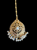 Fresh water pearl jadau tika in gold plated silver ( SHIPS IN 4 WEEKS )