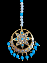 DJTK160 Akbari  tika in turquoise or Feroza  beads      (READY TO SHIP)