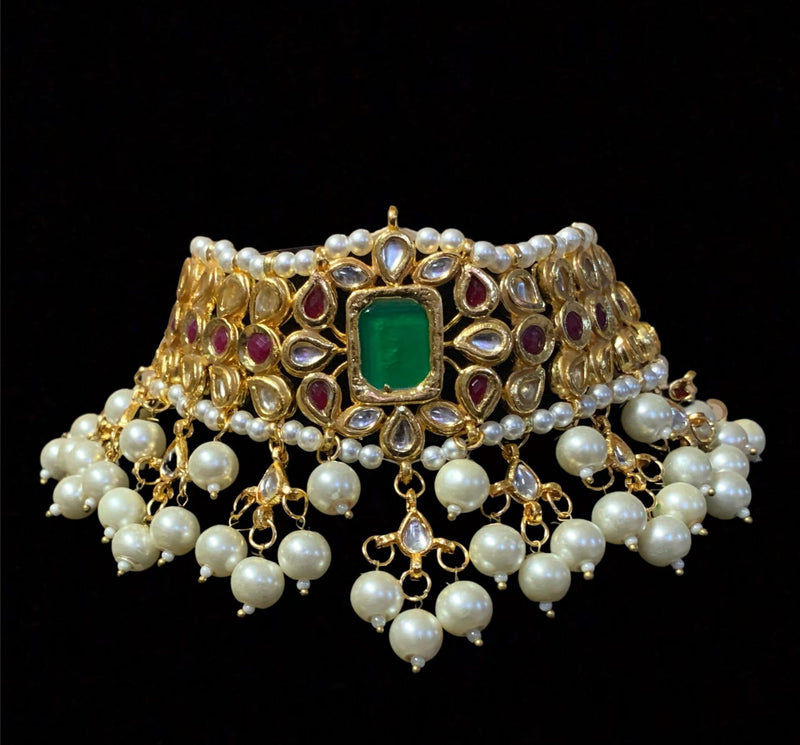 C248 Radha sabyasachi  inspired kundan choker with earrings (SHIPS IN 4 WEEKS )