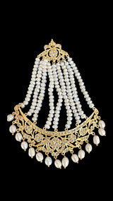 DJHR82 Hyderabadi gold plated jhoomar in fresh water pearls ( SHIPS IN 3 WEEKS)