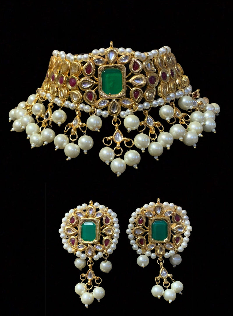 C248 Radha sabyasachi  inspired kundan choker with earrings (SHIPS IN 4 WEEKS )