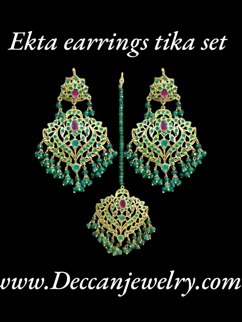 Ekta ruby emerald earrings tika (READY TO SHIP )