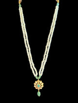 Emerald with pearl pendant set in gold plated silver ( READY TO SHIP)
