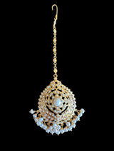 Fresh water pearl jadau tika in gold plated silver ( SHIPS IN 4 WEEKS )