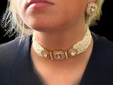 C252 mother of pearl choker with earrings ( READY TO SHIP )