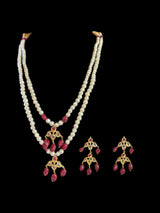 SAT82 Two layered fresh water pearl hyderabadi necklace set / satlada ( READY TO SHIP )