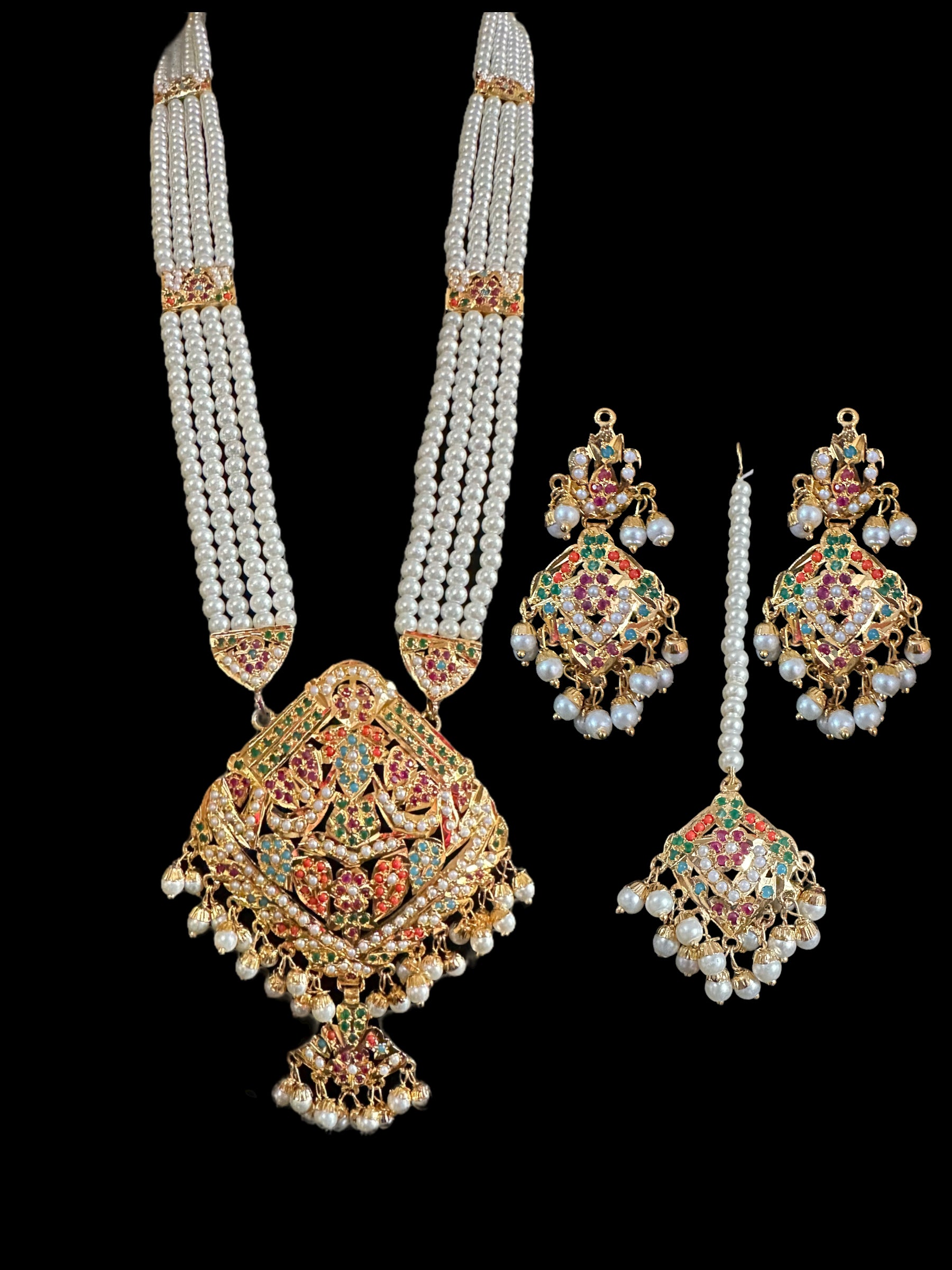 DLN12 Mehwish jadau Rani haar - Navratan ( READY TO SHIP ) – Deccan Jewelry