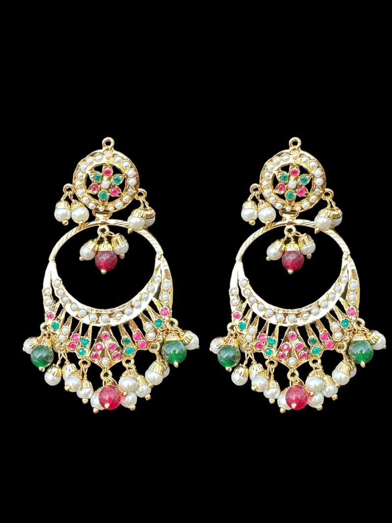 Lovely Peacock Jadau Long Earrings freeshipping - Vijay & Sons