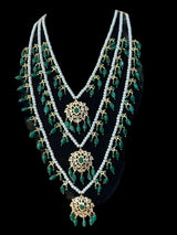 SAT78 Farmana three layer Hyderabadi  necklace with earrings ( READY TO SHIP )
