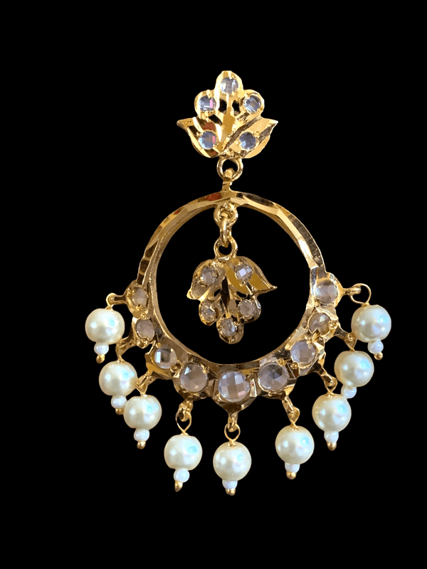 DER566 Nida medium sized Chandbali in pearls (SHIPS IN 1 WEEK  )