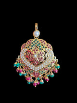 Ruby emerald  gold plated silver pendant set  ( READY TO SHIP )