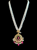 Ruby emerald pendant set in gold plated silver ( READY TO SHIP )