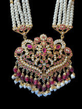 DLN19 Neeli rani haar with earrings in ruby  ( SHIPS IN 4 WEEKS )