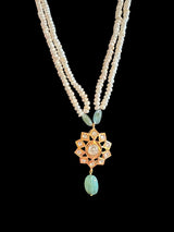 Emerald with pearl pendant set in gold plated silver ( READY TO SHIP)