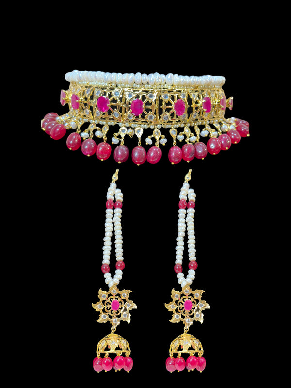 C265 Insia Hyderabadi jadavi lacha with karanphool in fresh water pearls ( READY TO SHIP )