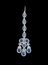 NS512 Silver plated necklace with earrings tika in blue ( READY TO SHIP)