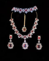 BR29 Sarah  rose gold plated cz set in ruby  ( READY TO SHIP )