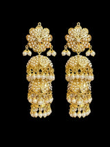 DER506 Mya  gold plated jhumka earrings - pearls  ( SHIPS IN 4 WEEKS )